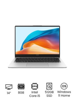 Buy MateBook D 14 2024 Laptop With 14-Inch Full HD Display, Core i5-12450H Processor/8GB RAM/512GB SSD/Intel UHD Graphics /Windows 11 Home English/Arabic Mystic Silver in Saudi Arabia