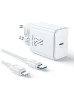 Buy JR-TCF06 Flash Series EU 20W PD Single Port Charger with Cable, 1 Meter Length - White in Egypt