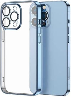 Buy Crystal Clear Case For iPhone 13 Pro Max, [Not Yellowing] [Camera Protection] [Military Grade Drop Tested] Transparent Shockproof Protective Phone Case Soft Silicone Slim Cover Sierra Blue in Egypt