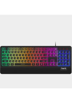 Buy KB488L Rainbow Full Membrane Gaming Office Keyboard Ergonomic Design With Wrist Rest For PC Desktop, 108 Keys | AR /Eng Layout in Egypt