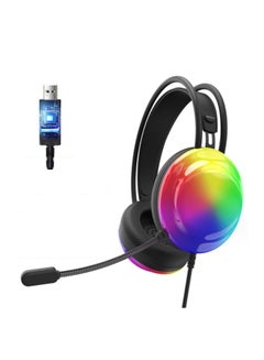 اشتري ThinkPlus G30B RGB Gaming Headset USB 7.1 Virtual Surrounded Gaming Headphone – Dual 50mm Drivers  – Deep Bass – Noise Reduction Mic – In Line Control  For PC في مصر