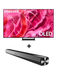 اشتري 65 Inch LaserSlim Design Motion Xcelerator Turbo Pro OLED 4K Smart TV 2023 QA65S90CAUXZN + 2.0CH Soundbar Plus Bluetooth, Usb, Fm Radio With 600W PMPO 65S90C+THN322B Black في الامارات