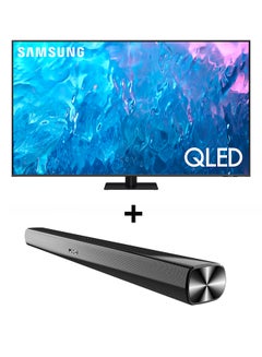 Buy 65 Inch QLED 4K Smart TV 2023 + 2.0CH Soundbar Plus Bluetooth, Usb, Fm Radio With 600W PMPO 65Q70C+THN322B Titan Gray in UAE