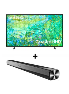 اشتري Smart TV, Crystal UHD 4K,CU8000,75 Inch, 2023 Crystal Processor 4K,Airslim, Dynamic Crystal Color UA75CU8000UXZN Titan Gray + 2.0CH Soundbar Plus Bluetooth, Usb,Fm Radio With 600W PMPO 75CU8000+THN322B Titan Gray في الامارات