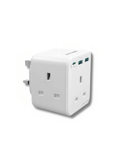 Buy Pioneer Wall Charger With 3 AC Plug PD 20W White White in Saudi Arabia