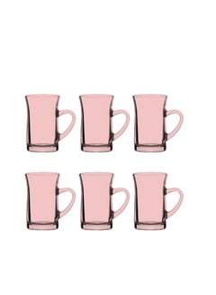 Buy Pasabahce Mila Tea Mug Set of 6 Cups- Pink, (150ml) pink in Egypt