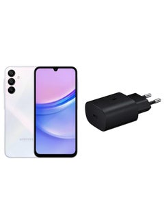 Buy Galaxy A15 Dual Sim Light Blue 8GB RAM 256GB 4G - Middle East Version with Free Gift Samsung 25W Adapter USB-C Super Fast Charging Travel Adapter (EU Plug) Black ( Color of the Gift Charger May Vary ) in Egypt