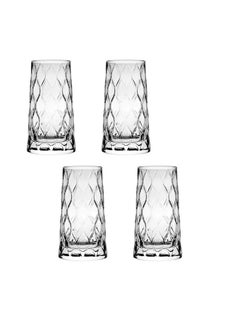 اشتري Pasabahce Long Drink Glass "Leafy" -345ml Set of 4 Cups-Turkey Made clear في مصر