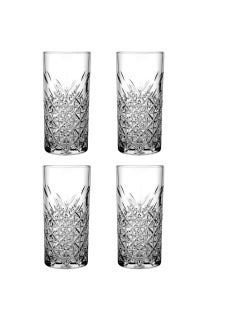 اشتري Pasabahce Long Drink Glass "Timeless" in Crystal Design-295ml Set of 4 Cups clear في مصر