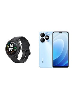 اشتري ITEL A70 Dual SIM Azure Blue 4+8GB RAM 256GB 4G with free gift Oraimo Watch 2R OSW-30 Smart Watch With Silicone Strap Black في مصر