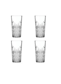 اشتري Pasabahce Long Drink Glass “Timeless” in Crystal Design-470ml Set of 4 Cups-Turkey Made clear في مصر