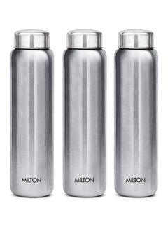 اشتري Aqua 1000 Stainless Steel Water Bottle, Set of 3, 950 ml Each, Silver | Leak Proof | Office Bottle | Gym Bottle | Home | Kitchen | Hiking | Treking Bottle | Travel Bottle Silver في الامارات