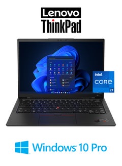 اشتري ThinkPad X1 Carbon Gen 10 Business Laptop With 14-Inch 1920x1200 Display, Core i7-1255U Processor/16GB RAM/512GB SSD/Intel Iris Xe Graphics/FPR/Backlit Keyboard/1080p Webcam/Win 10 Pro English Black في الامارات