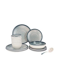 اشتري Royalford 20pcs Melamineware Dinner Set RF12512 Includes Dinner and Side Plates, Serving and Rice Bowls and Ladle Dishwasher-Safe and Freezer-Friendly Multicolor 3kg في الامارات