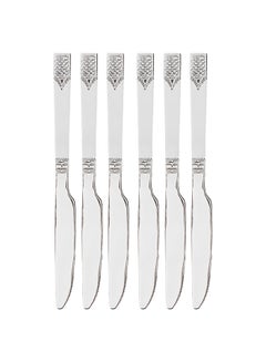 اشتري Royalford 6pcs Stainless Steel Table Knife RF11947 22 CM, Stylish, Non-Magnetic, and Light-Weight 100% Food-Grade, Suitable for Dining Table, Home and Restaurant Multicolor في الامارات