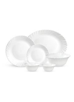 اشتري Royalford 33 Piece Classic Opalware Dinner Set- RF12466/ Includes Oval Plate, Dinner and Dessert Plates, Serving, Salad Bowls and Soup Spoons/ Dishwasher-Safe and Microwave Safe Multicolor في الامارات