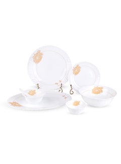 اشتري Royalford 33 Piece Classic Opalware Dinner Set- RF12470/ Includes Oval Plate, Dinner and Dessert Plates, Serving, Salad Bowls and Soup Spoons/ Dishwasher-Safe and Microwave Safe Multicolor في الامارات