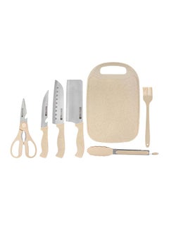 Buy Royalford 6-Piece Kitchen Tools Set with Cutting Board- RF12471/ Pack of 6, Includes Paring, Chef, Cleaver Knife, Chopping Boards, Silicone Food Tong, Oil Brush, 3-in-1 Scissors Multicolor in UAE