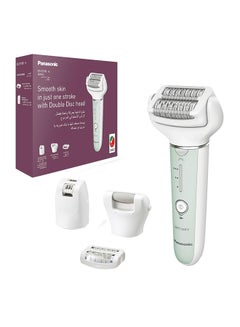 Buy Wet And Dry Epilator For Women, Double Disc With 60 Tweezers, Flexible 90° Pivoting Head, 3 Speed Setting And Led Light Es-Ey70 White in UAE