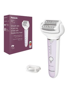 Buy Wet And Dry Epilator For Women, Double Disc With 60 Tweezers, Flexible 90° Pivoting Head, 3 Speed Setting And Led Light Es-Ey30 White in UAE