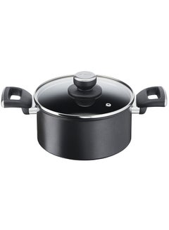 اشتري Unlimited Non-Stick Thermo-Signal Casserole With Glass Lid Black 20 cm Black 20cm في الامارات