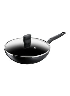 Buy Tefal G6 Super Cook Wokpan 28 + Lid Non Stick With Thermo Signal Black Black in UAE