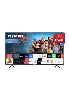 اشتري 70 Inch Smart TV, 4K Ultra HDR, LED WebOS Platinum Series, Magic Remote, Cinema Screen Design, Dolby Audio, Smart Voice Control, Apps YouTube, Netflix, Amazon Prime, Shahid NIK70MEU4STN1 Black في الامارات