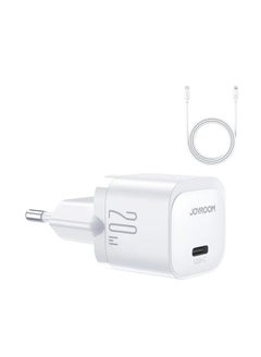 اشتري JR-TCF02EU Mini Fast Charger 20W With Type C To Lightning Data Cable - Cable USB Devices Supports PD & QC3.0 PD Charge SwiftCharge 4X Ultra Fast - White White في مصر