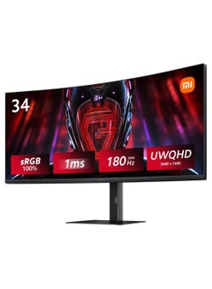 Buy 34 inch MI Curved Gaming Monitor G34WQi  1ms Fast Response 21:9 180Hz High Refresh Rate 1500R Curvature WQHD 3440x1440 Resolution sRGB Wide Colour Gamut Free-Sync C34WQBA-RGGL Global Version Black in UAE