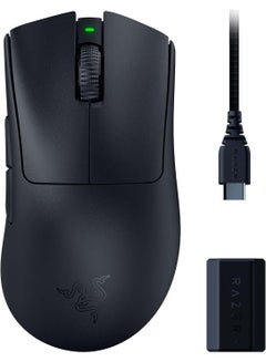 اشتري ماوس الألعاب اللاسلكي DeathAdder V3 Pro + دونجل HyperPolling اللاسلكي، خفيف الوزن 63 جرامًا، مفاتيح بصرية من الجيل الثالث، مستشعر بصري Focus Pro 30K، 5 أزرار قابلة للبرمجة، أسود في السعودية