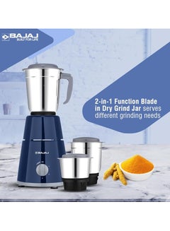 اشتري Mixer Grinder With Titan Motor, 3 Stainless Steel Jars, 2-in-1 Blade for Dry & Wet Grinding | Ideal for Grinding Spices, Chutneys, Smoothies, Batters, Chopping, Grating, Mincing 2.4 L 500 W GX 1 Blue في الامارات