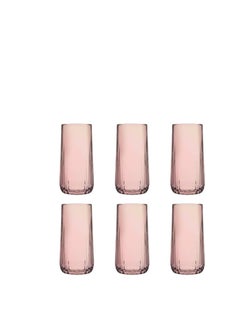 Buy Pasabahce Nova Long Cup Set of 6 cups (360ml) For Cold Drinks and Water -Pink Pink in Egypt