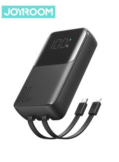 Buy 10000 mAh JR-PBC06 30W Mini Power Bank With Built-In USB-C / Lightning Cables Black in UAE