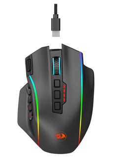 اشتري Redragon M901P-KS Gaming Mouse - 16 Programmable Buttons, 16000 DPI (Wireless, Black) في مصر