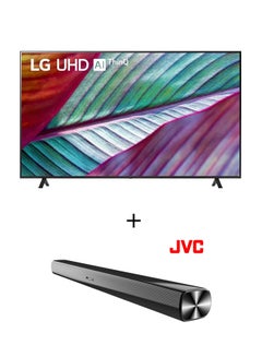 Buy UHD 75 inch UR78 series, WebOS Smart AI ThinQ, Magic Remote, AI Sound , 2 Pole Stand, 2023 + 2.0CH Soundbar Plus Bluetooth, Usb, Fm Radio With 600W PMPO 75UR78066LK+TH-N322B Black in UAE