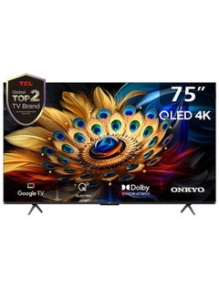 اشتري 75 Inch 4K QLED Pro Smart Google TV, HDR 10+, Dolby Vision Atmos, 120Hz VRR+120Hz DLG, ONKYO 2.1ch, Slim & Uni-body Design (2024 Model) 75C655 Black في الامارات