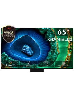 اشتري 65 Inch 4K QD-Mini LED Smart Google TV, HDR 3300nits, ONKYO 2.2.2ch, 144Hz VRR+240Hz DLG, Imax Enhanced, Ultra-slim Design (2024 Model) 65C855 Black في الامارات