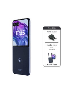 Buy Razr 50 Ultra 5G Dual SIM, Midnight Blue 12GB RAM, 512GB With Free Moto Buds+ - Middle East Version in UAE