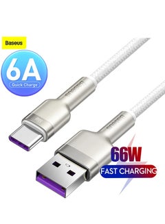 Buy USB To Type-C 66W 6A (2m) Fast Charging Cable For Huawei P40 Pro, P30 Pro, Honor View 20, Honor Magic 2, Samsung S21 Plus/S21/S20, Xiaomi, iPhone 15 Series And Many More White in UAE