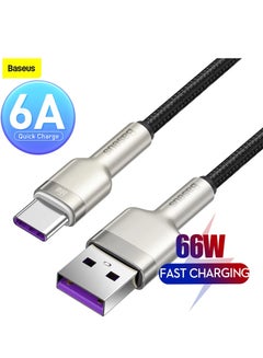 Buy USB To Type-C 66W 6A (2m) Fast Charging Cable For Huawei P40 Pro, P30 Pro, Honor View 20, Honor Magic 2, Samsung S21 Plus/S21/S20, Xiaomi, iPhone 15 Series And Many More Black in UAE