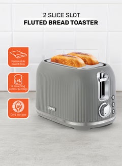 اشتري Geepas Fluted Bread Toaster- 2 Slice Slot| 6 Adjustable Browning Control and Removable Crumb Tray| Defrost and Reheat Button| 2 Years Warranty|GBT36558-GR, Grey 850 W GBT36558UK-GR Grey في السعودية