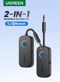 Buy Bluetooth Audio Adapter, Bluetooth 5.2 Transmitter & Receiver for TV/Airplane/Car/Bluetooth Headphones/Speaker, 3.5mm Jack Aux, 28H+ Long work Time, Dual Connection, Low Latency for Flight, Travel Black in Saudi Arabia