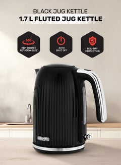 Buy 1.7 L Fluted Jug Kettle 360-Degrees Rotation, Boil Dry Protection and Automatic Cut-Off/ Perfect for Boiling Water, Milk, Tea/ Removable and Washable Filter 1.7 L 3000 W GK38068UK-BK Black in Saudi Arabia