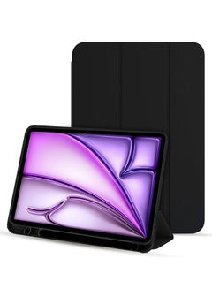 Buy For iPad Air 13 Inch 2024 Flip Case With Pen Slot Shockproof Cover Shock Absorbing Foldable Protective Cover Black in Egypt