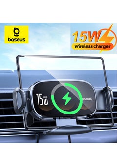 Buy 15W Triple Coil Qi Wireless Car Charger, Airvent Mount Holder Compatible for Samsung Galaxy Z Flip 5/4/3/2, S24/S23 Ultra, iPhone 15 Pro Max, Pixel 7 Pro, Huawei Mate Series, Honor Fast Car Charger Black in UAE