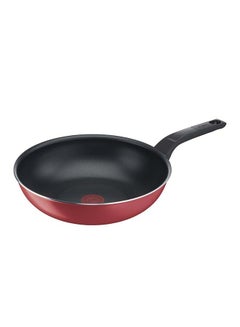 اشتري Wok Pan 28 cm  100% Made in France  NonStick with Thermo Signal  Easy Clean B5721953 Red 28cm في السعودية