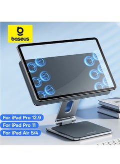 Buy Foldable Magnetic iPad Stand, 360° Rotation Adjustable iPad Pro 12.9 Stand, Multi-Angle iPad 10.9inch Stand for Desk, Portable Strong Magnet Holder for Apple iPad Pro 11inch 3rd/4th/5th Gen Grey in UAE