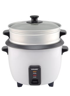 اشتري 1L Rice Cooker With Cool Touch Handle | Non-stick Coated Inner Pot (Removable) With Tempered Glass Lid | Keep Warm Function | Make Rice, Steam Healthy Food&Vegetables 1 L 400 W SRC-410 White في الامارات