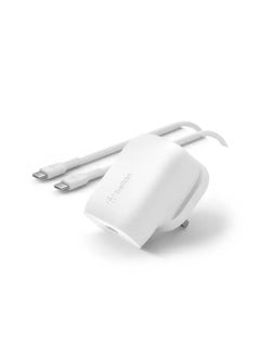 اشتري Boost Charge 30W Wall Charger with PPS + USB-C to Type C Cable White في الامارات