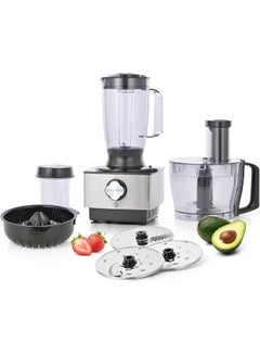 اشتري Electric Food Processor With Bowl And Blender Grinder Chopper 4.7 L 800 W E06042 Silver/Black في السعودية